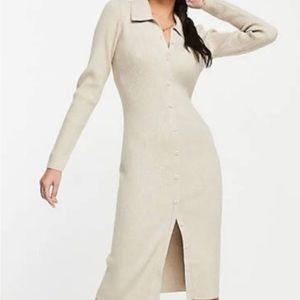 ❗️LAST CHANCE❗️Abercrombie & Fitch Soft A&F Collectn Knit Ribbed Midi Polo Dress